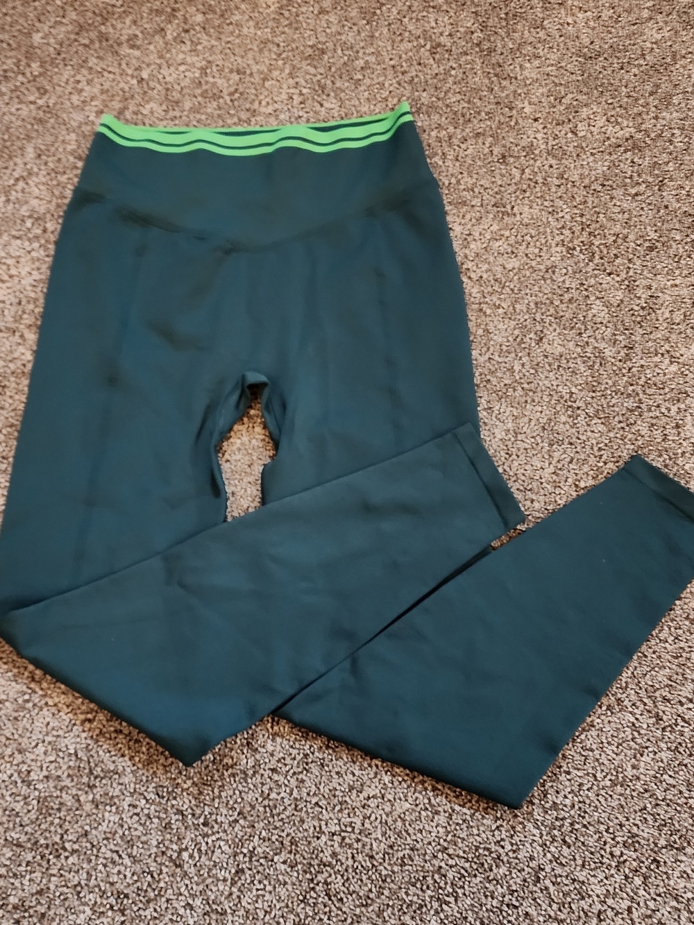 PINK Victoria's Secret Teal Leggings with Lime Waistband